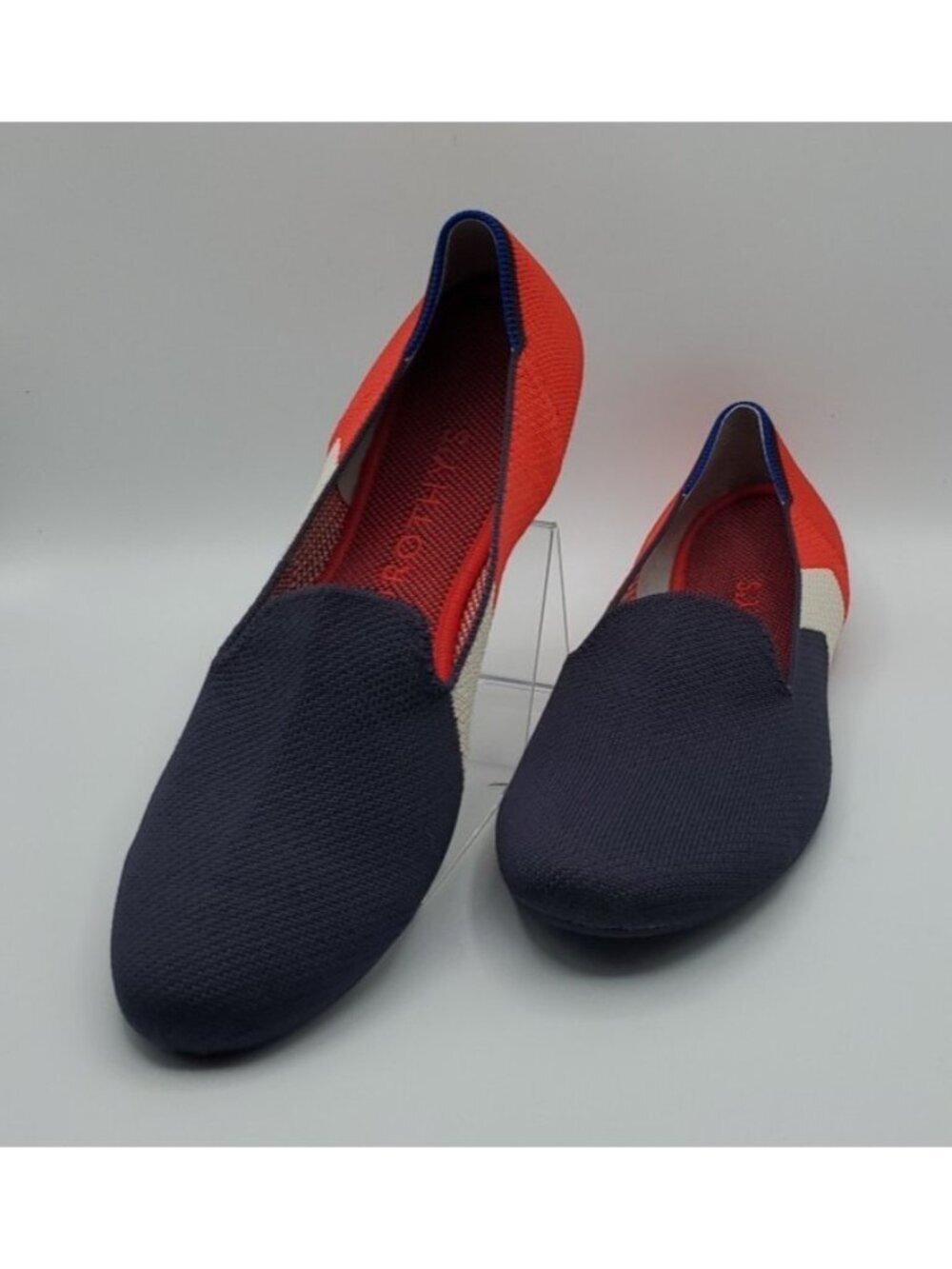 Rothy's Slate Prep Red White Navy Blue Flats Loafers Size 11.5 US / 43 EUR RARE